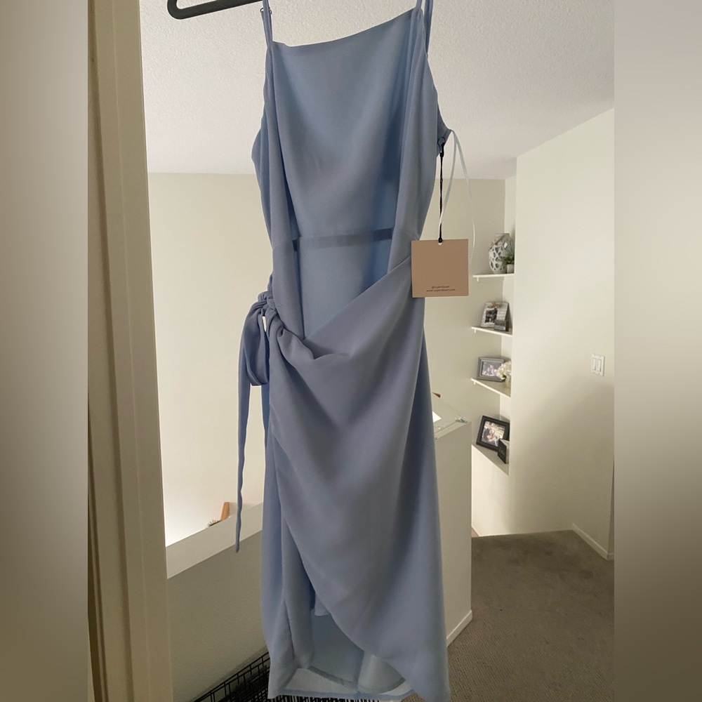 Superdown tie back and front dress in Dusty Blue